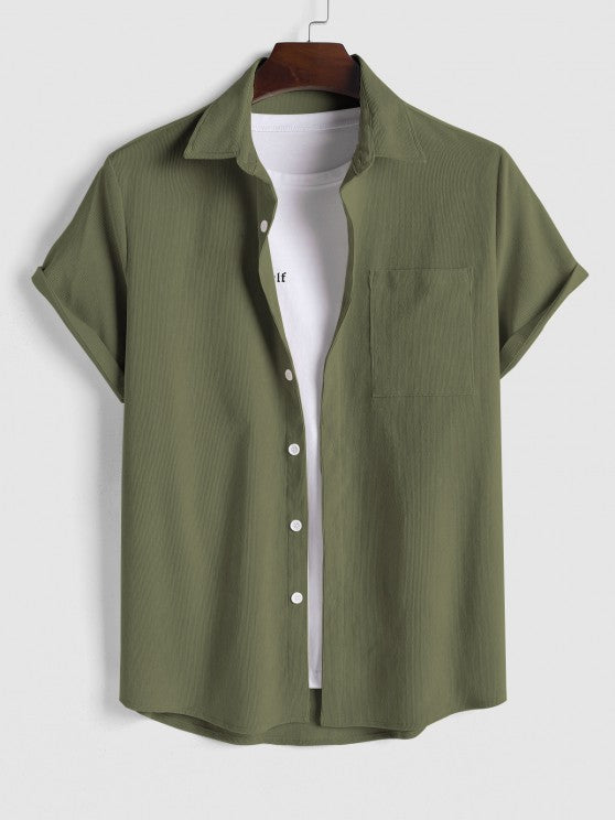 Drawstring Casual Basic Shirt And Shorts Set - Grafton Collection