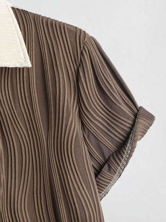 Two Tone Textured Shirt With Shorts Set - Grafton Collection