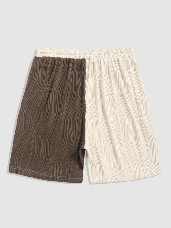Two Tone Textured Shirt With Shorts Set - Grafton Collection