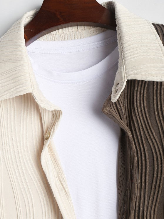 Two Tone Textured Shirt With Shorts Set - Grafton Collection