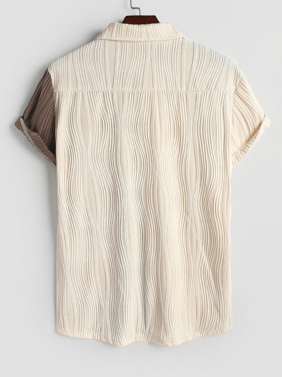 Two Tone Textured Shirt With Shorts Set - Grafton Collection