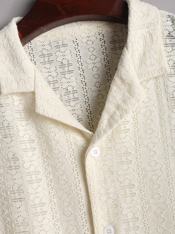 2 Pieces Plain Netted Shirt And Shorts - Grafton Collection