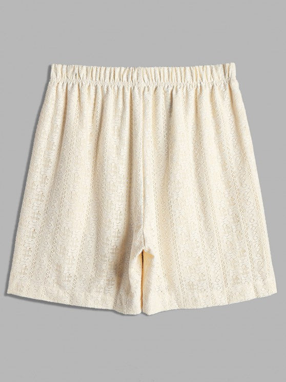 2 Pieces Plain Netted Shirt And Shorts - Grafton Collection