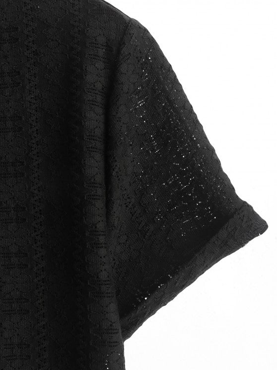 2 Pieces Plain Netted Shirt And Shorts - Grafton Collection