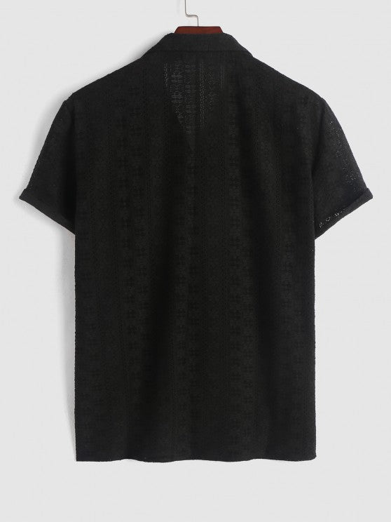 2 Pieces Plain Netted Shirt And Shorts - Grafton Collection