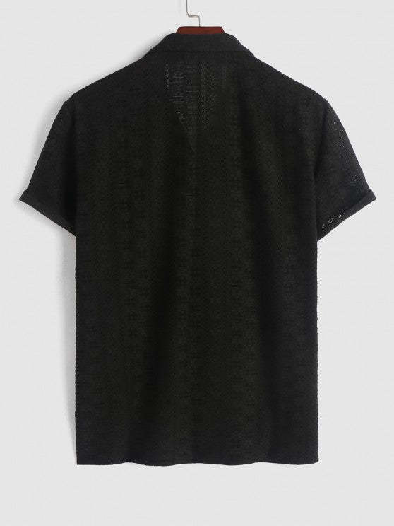 2 Pieces Plain Netted Shirt And Shorts - Grafton Collection