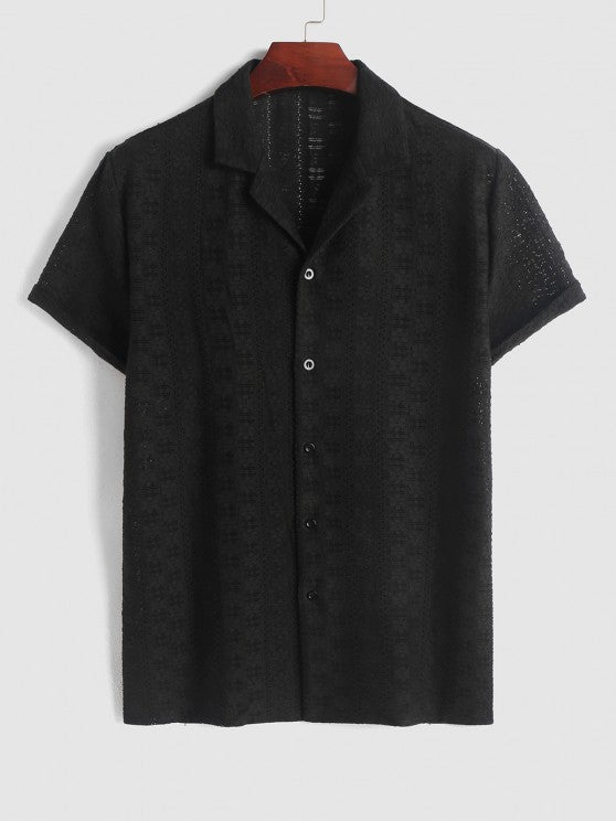 2 Pieces Plain Netted Shirt And Shorts - Grafton Collection