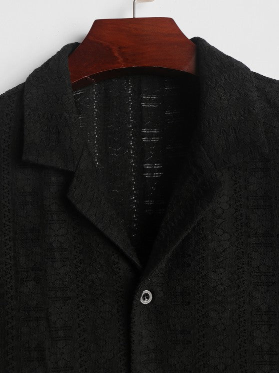 2 Pieces Plain Netted Shirt And Shorts - Grafton Collection