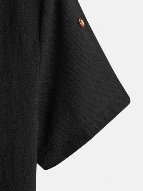 Half Button Shirt And Drawstring Shorts Set - Grafton Collection