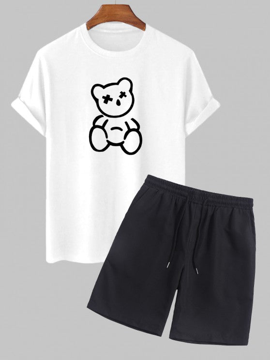 Bear Printed T Shirt And Shorts - Grafton Collection