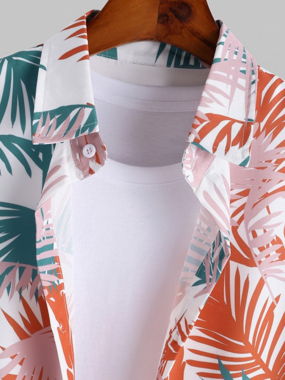 Tropical Palm Printed Shirt And Shorts - Grafton Collection