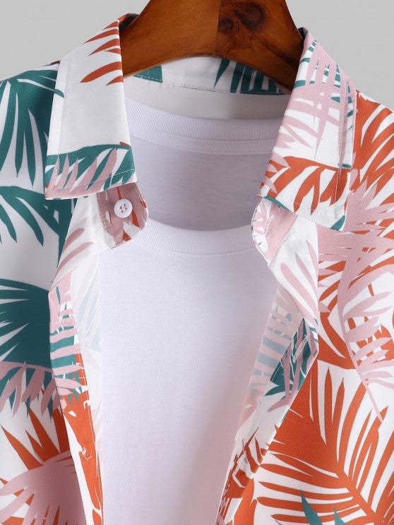 Tropical Palm Printed Shirt And Shorts - Grafton Collection