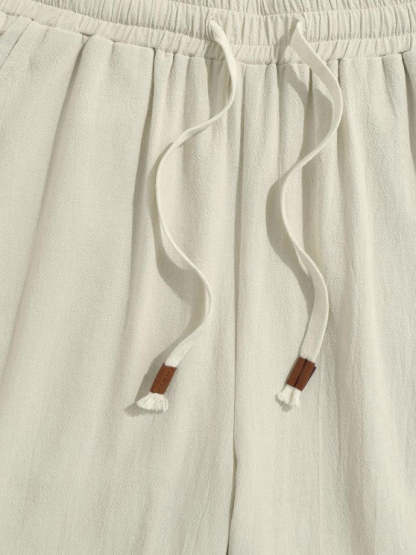 V Neck Plain Shirt And Drawstring Shorts - Grafton Collection