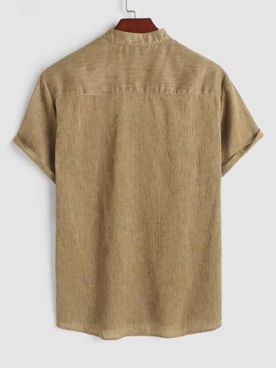 V Neck Plain Shirt And Drawstring Shorts - Grafton Collection