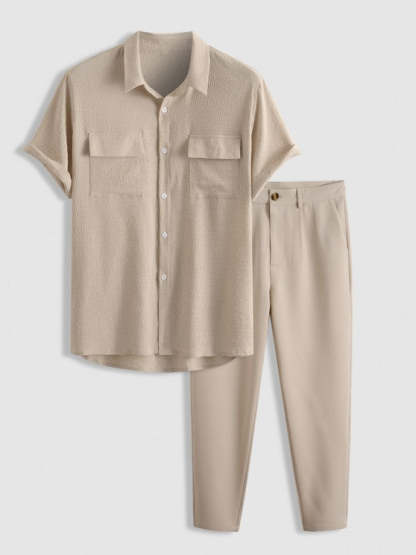 Short Sleeves Shirt And Tapered Work Pants Set - Grafton Collection