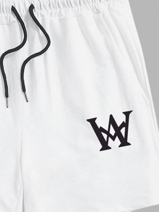 Graphic Printed Short Sleeves T Shirt And Casual Shorts Set - Grafton Collection