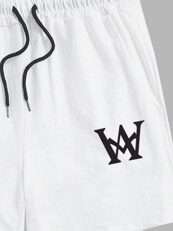 Graphic Printed Short Sleeves T Shirt And Casual Shorts Set - Grafton Collection