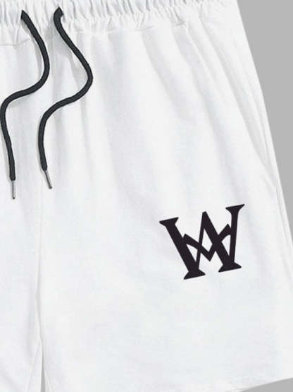 Graphic Printed Short Sleeves T Shirt And Casual Shorts Set - Grafton Collection
