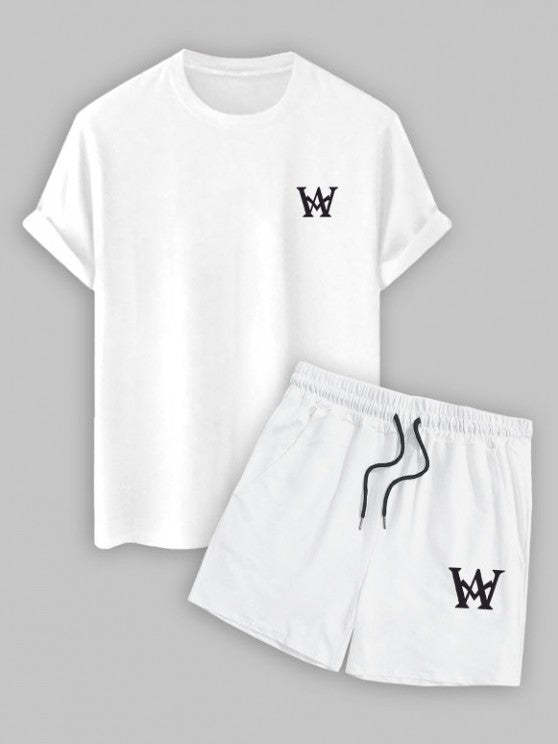 Graphic Printed Short Sleeves T Shirt And Casual Shorts Set - Grafton Collection
