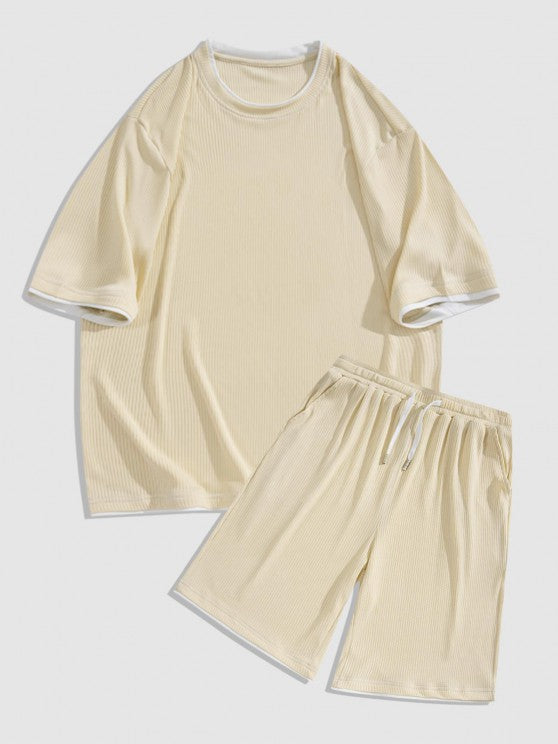 Silk Textured T Shirt And Shorts - Grafton Collection