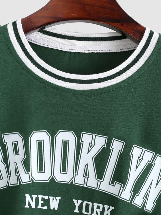 Brooklyn New York Printed T-Shirt And Striped Shorts - Grafton Collection