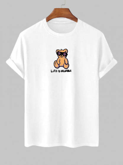 Bear Slogan Printed T Shirt And Shorts - Grafton Collection
