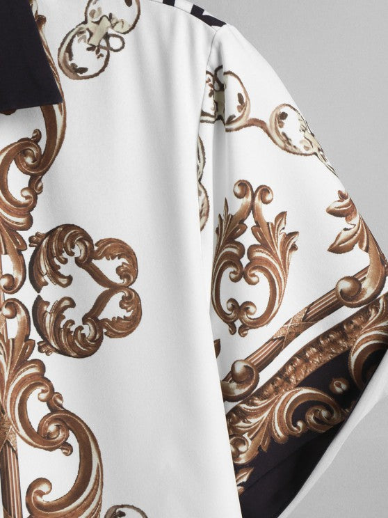 Lapel Collar Shirt And Shorts Set - Grafton Collection