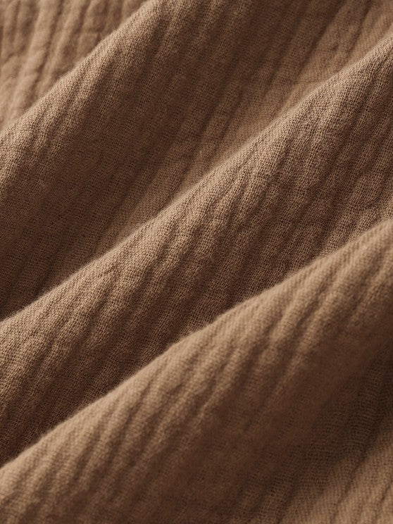 Textured Wrinkle Shirt And Drawstring Shorts Set - Grafton Collection