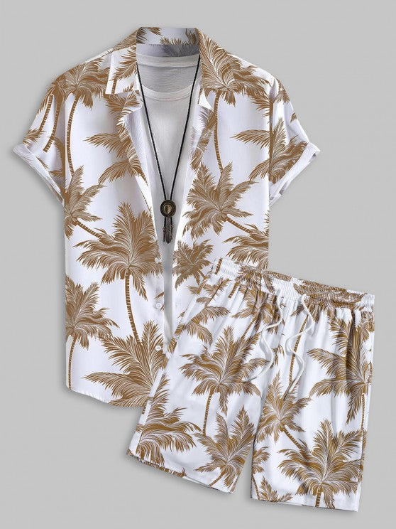 Coconut Tree Printed Shirt And Shorts - Grafton Collection