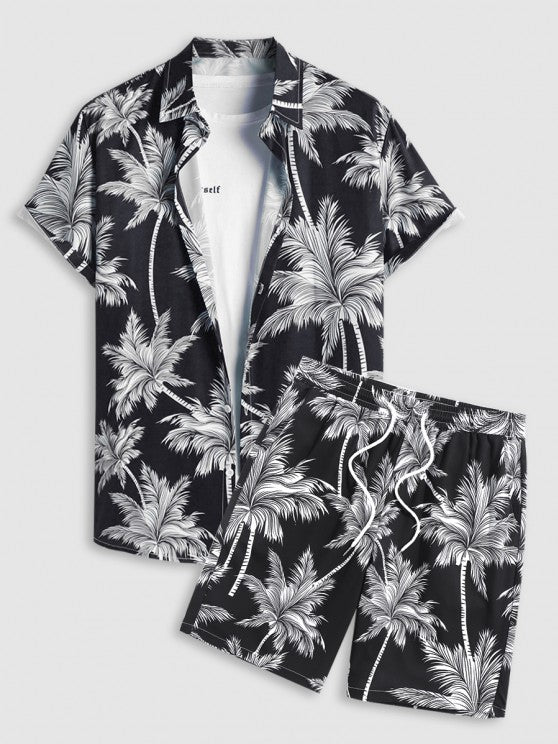 Coconut Tree Printed Shirt And Shorts - Grafton Collection