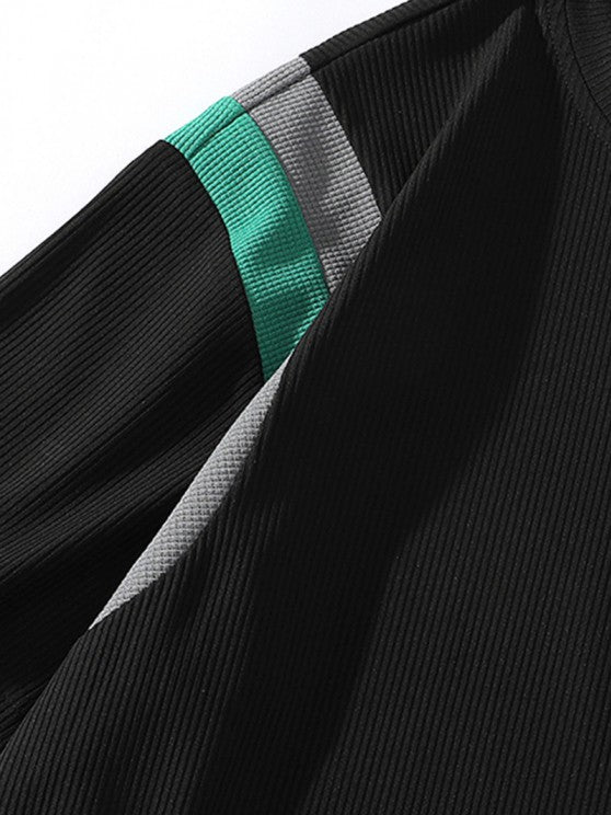 Textured Short Sleeves T Shirt And Shorts Athletic Set - Grafton Collection