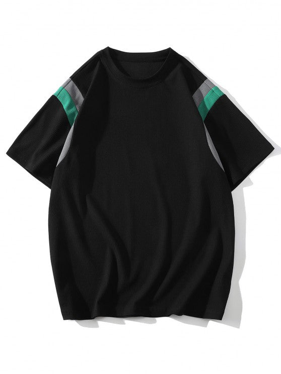 Textured Short Sleeves T Shirt And Shorts Athletic Set - Grafton Collection