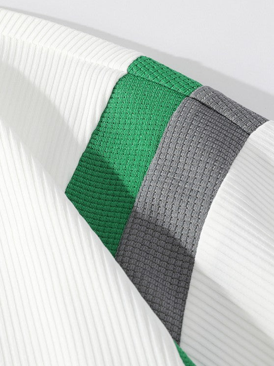 Textured Short Sleeves T Shirt And Shorts Athletic Set - Grafton Collection