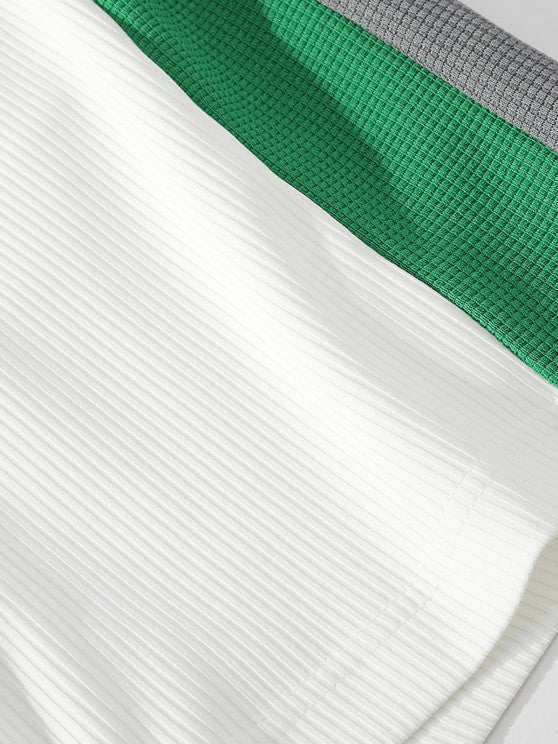 Textured Short Sleeves T Shirt And Shorts Athletic Set - Grafton Collection