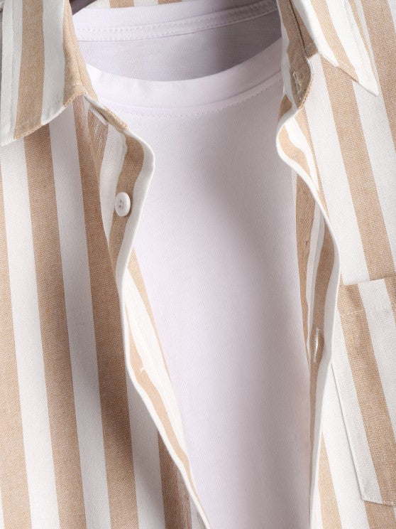 Casual Stripes Pocket Shirt And Shorts - Grafton Collection