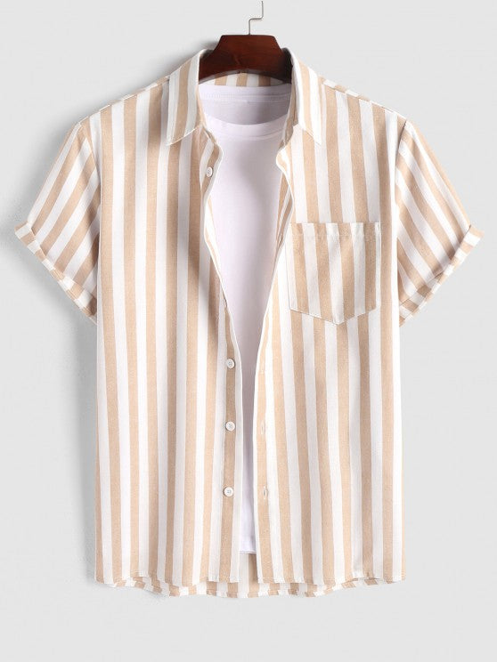 Casual Stripes Pocket Shirt And Shorts - Grafton Collection