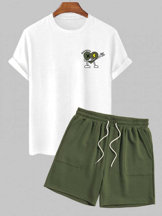 Printed Graphic T-Shirt And Casual Shorts - Grafton Collection