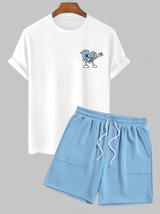 Printed Graphic T-Shirt And Casual Shorts - Grafton Collection