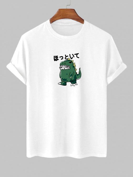 Dinosaur Cat Printed T-Shirt And Casual Shorts - Grafton Collection