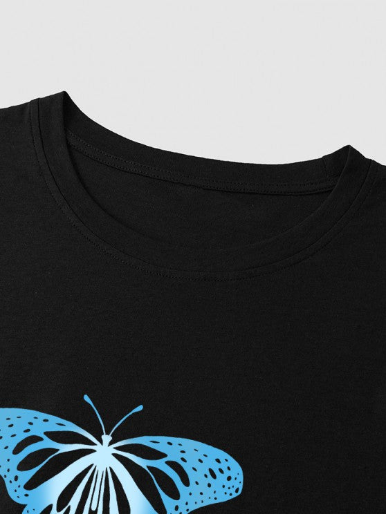 Butterfly Graphic T Shirt And Drawstring Shorts Set - Grafton Collection