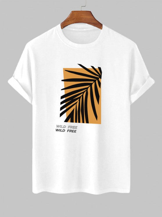 Graphic Leaf Printed T Shirt And Shorts - Grafton Collection