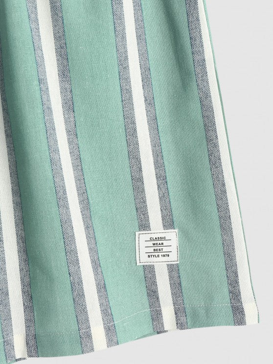 Striped Pattern Shirt And Shorts - Grafton Collection