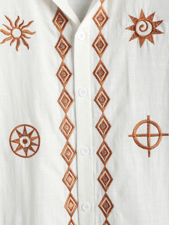 Textured Ethnic Printed Shirt And Shorts - Grafton Collection