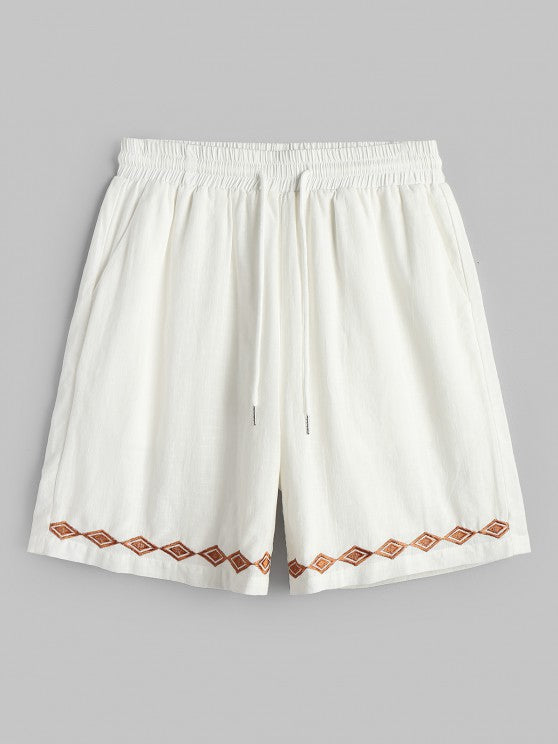 Textured Ethnic Printed Shirt And Shorts - Grafton Collection