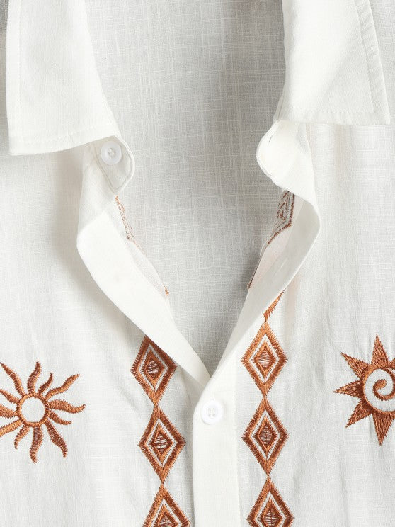 Textured Ethnic Printed Shirt And Shorts - Grafton Collection