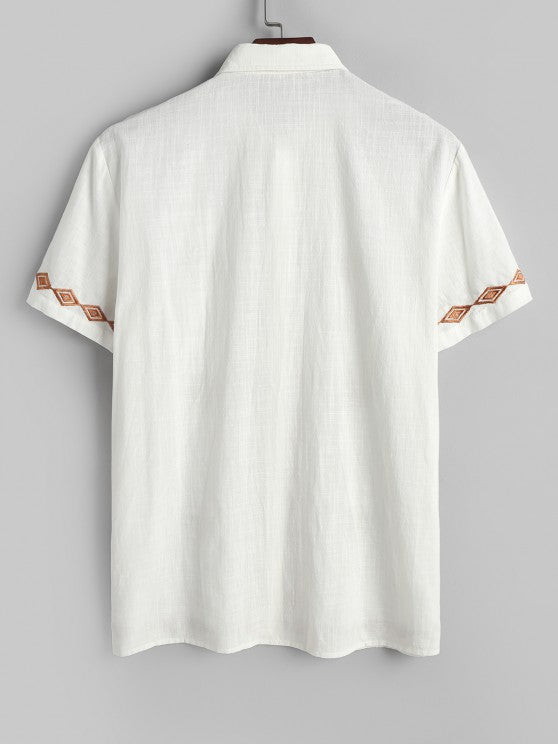 Textured Ethnic Printed Shirt And Shorts - Grafton Collection