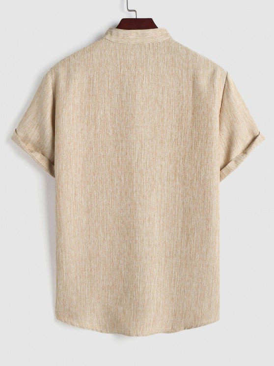 Stand Collar Shirt And Drawstring Shorts - Grafton Collection