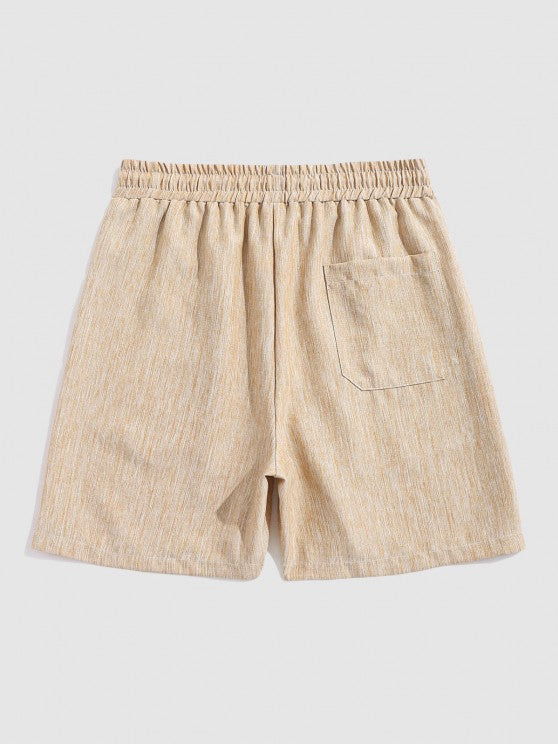 Stand Collar Shirt And Drawstring Shorts - Grafton Collection