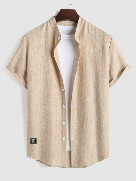 Stand Collar Shirt And Drawstring Shorts - Grafton Collection