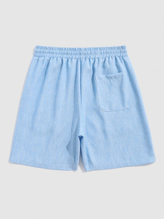 Stand Collar Shirt And Drawstring Shorts - Grafton Collection